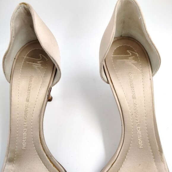 Giuseppe Zanotti Champagne Satin Jeweled Embellished Heels 39.5 9.5 - Picture 4 of 13